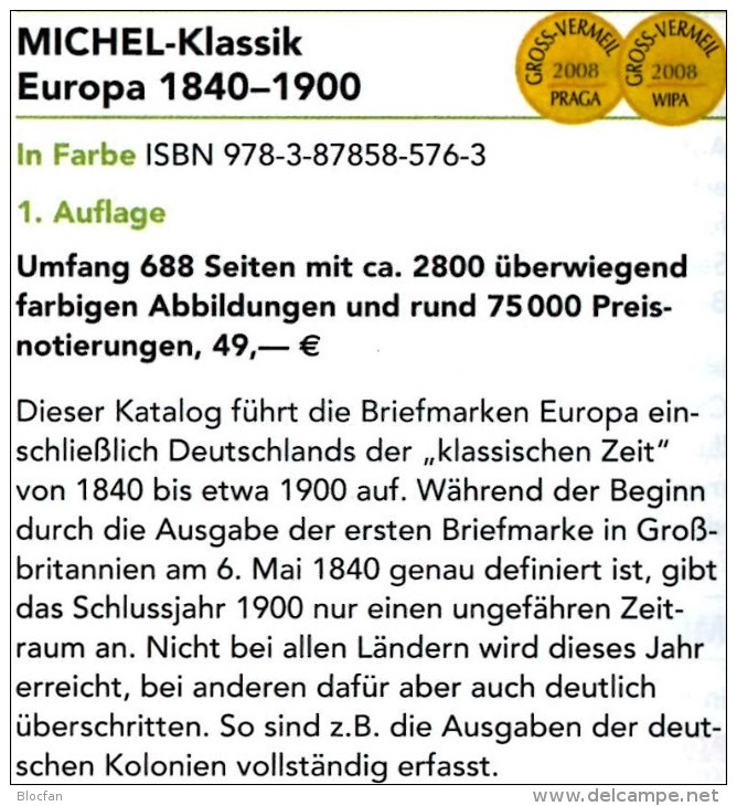 Europa Klassik Bis 1900 Katalog MICHEL 2008 Neu 98€ Stamps Germany Europe A B CH DK E F GR I IS NO NL P RO RU S IS HU TK - Colecciones