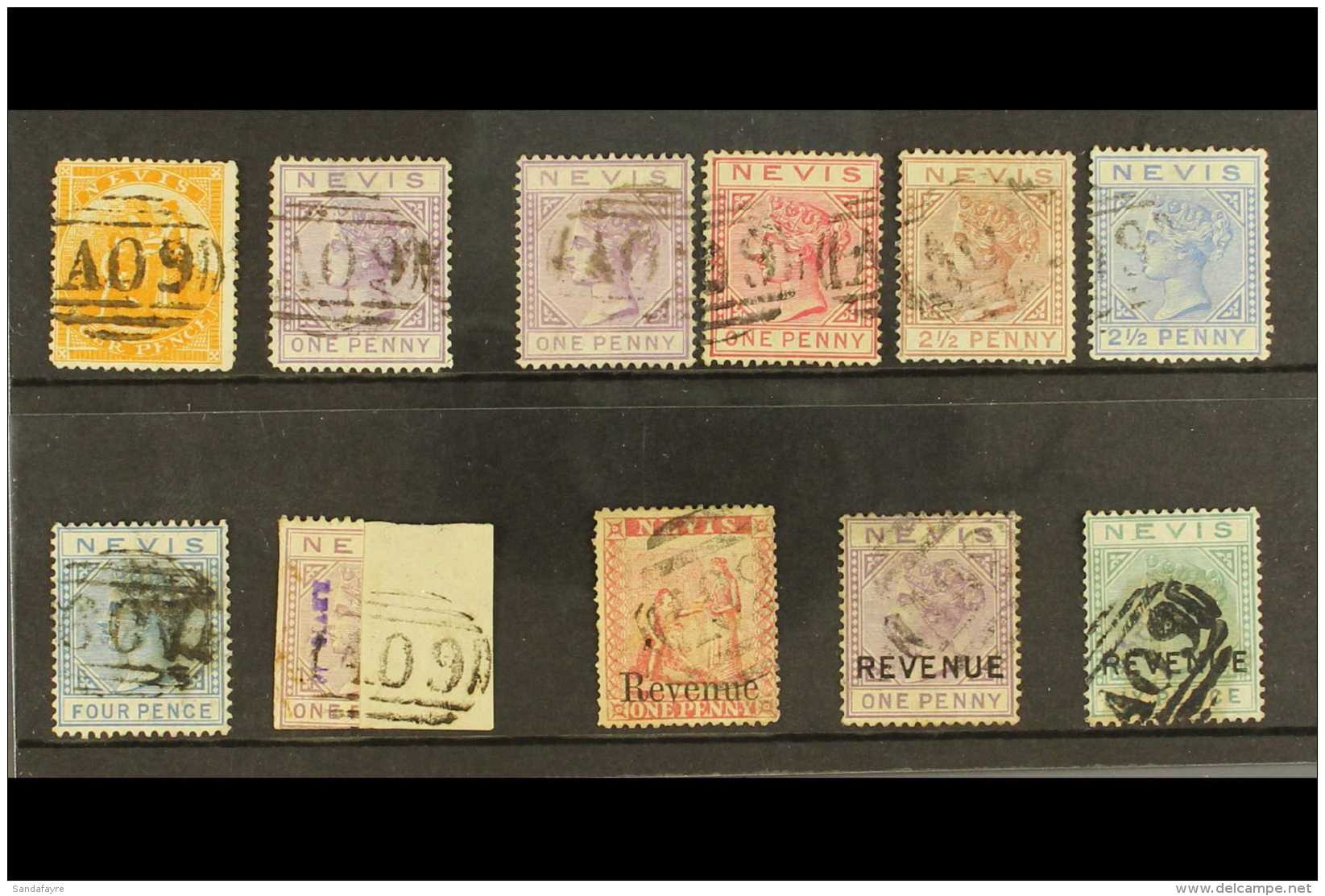 1876-83 Used QV Ranges On A Stock Card, All Different, Used (11) For More Images, Please Visit... - St.Cristopher-Nevis & Anguilla (...-1980)