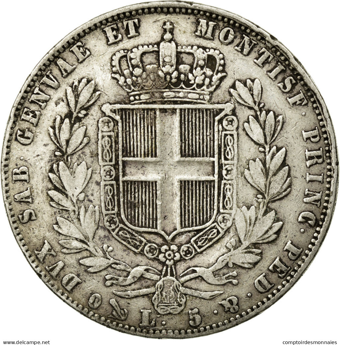 Monnaie, États Italiens, SARDINIA, Carlo Alberto, 5 Lire, 1848, Genoa, TB+ - Piemonte-Sardinië- Italiaanse Savoie