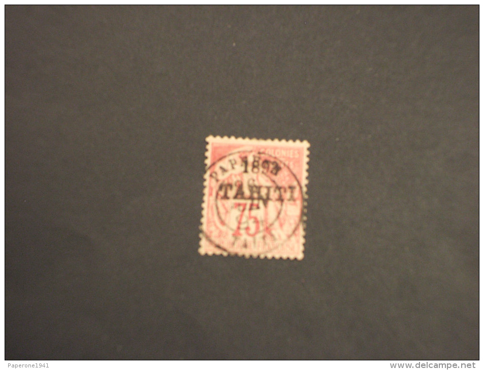 TAHITI - 1893 ALLEGORIA 75 C., Soprast. -TIMBRATO/USED - Usati