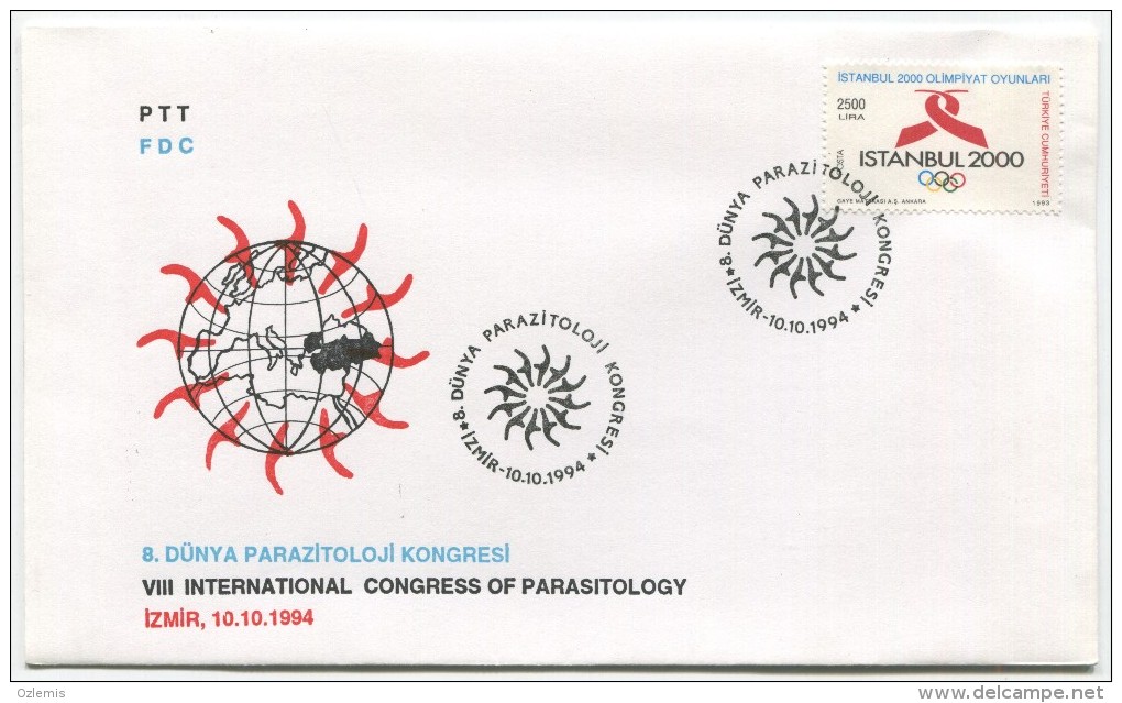 TURQUIE,TURKEI TURKEY VIII INTERNATIONAL CONGRESS OF PARASITOLOGY IZMIR FDC - Briefe U. Dokumente