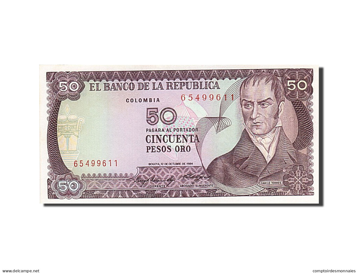 Billet, Colombie, 50 Pesos Oro, 1984-1986, 1984-10-12, KM:425a, NEUF - Colombie