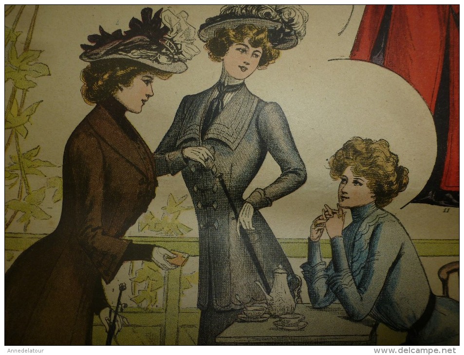 1901 La MODE du Petit Journal    TOILETTES DE VILLE, (gravures couleurs dont V. Michel ) double-page et une