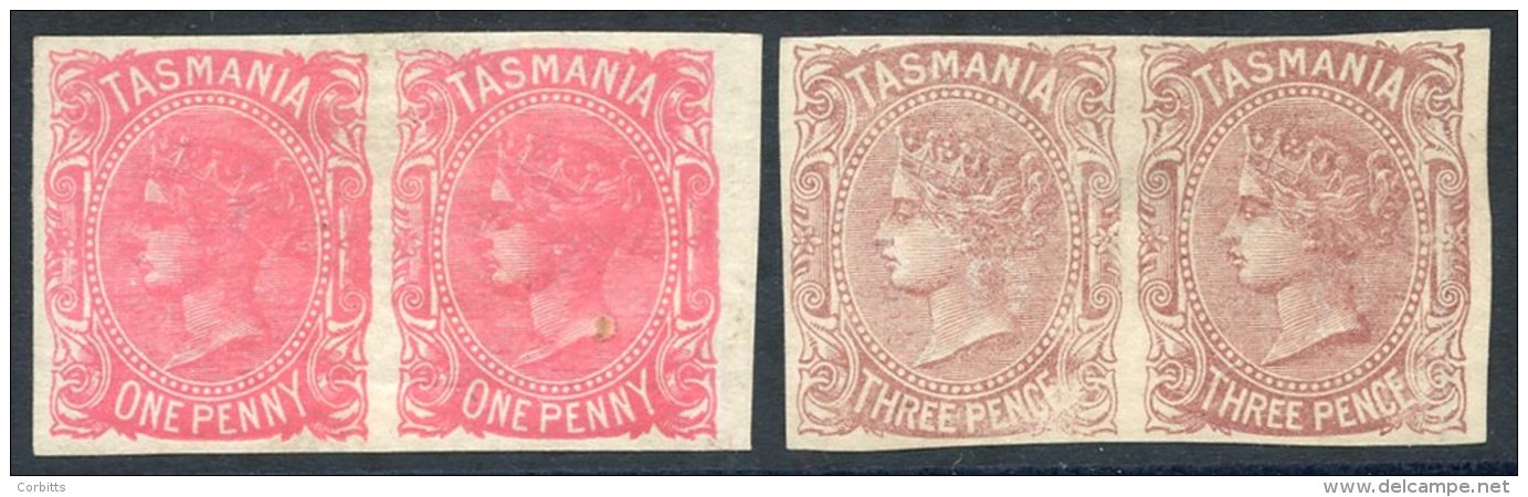 1880-91 3d Red-brown, Unused Imperf Pair &amp; 1d Pink, Part O.g Imperf Pair, SG.161a &amp; 164a. Cat. &pound;825 - Autres & Non Classés