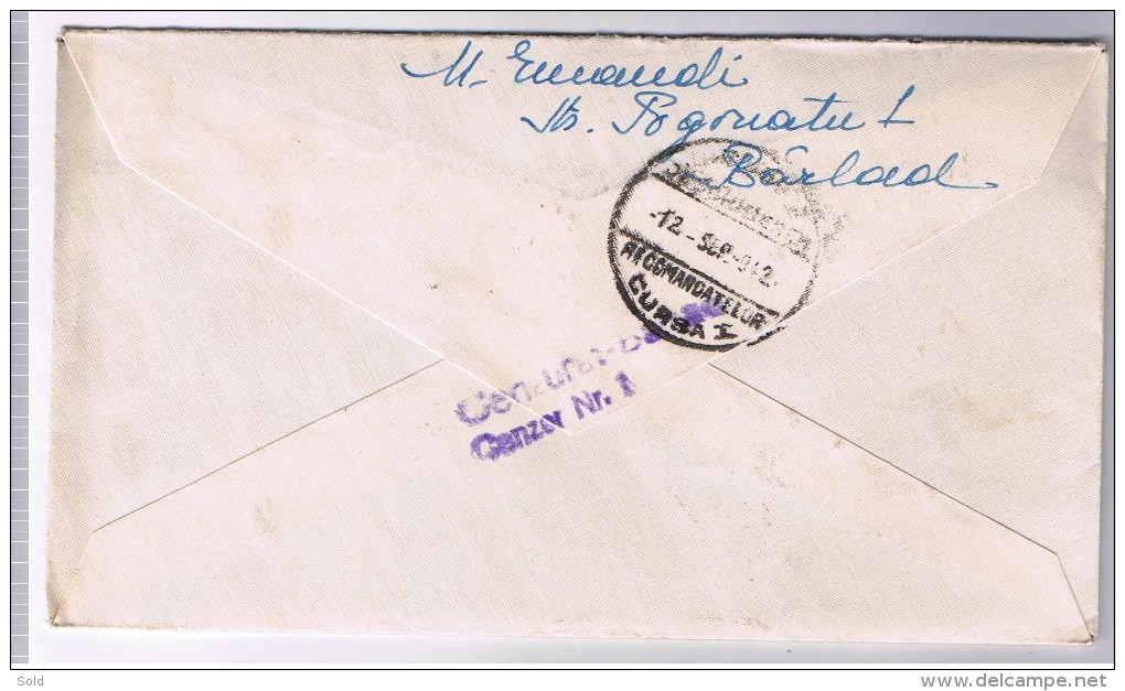 Romania Scrisoare Barlad- Brasov 10 Sept 1942 / Cenzura Barlad / Expres Recomandata / Sanatoriul Diaconeselor Brasov - 2. Weltkrieg (Briefe)