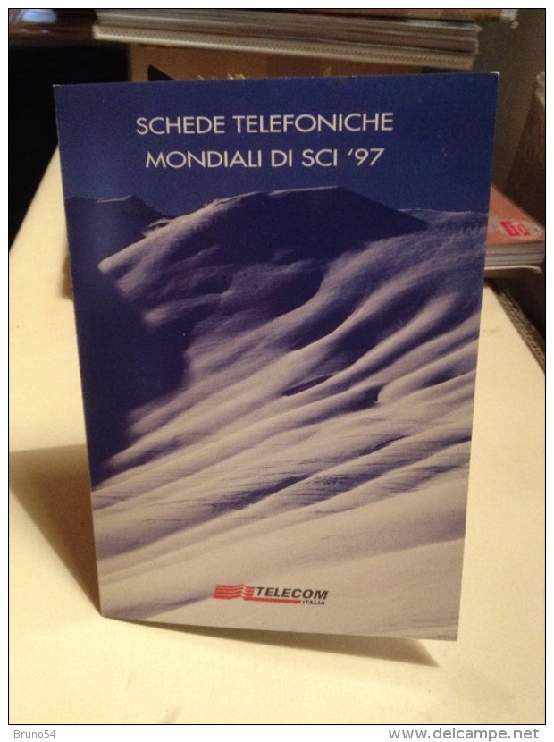 3 Schede Telefoniche Catalogo Golden 588-590 Campionati Sci Sestriere 1997 In Folder Nuove - Pubbliche Figurate Ordinarie