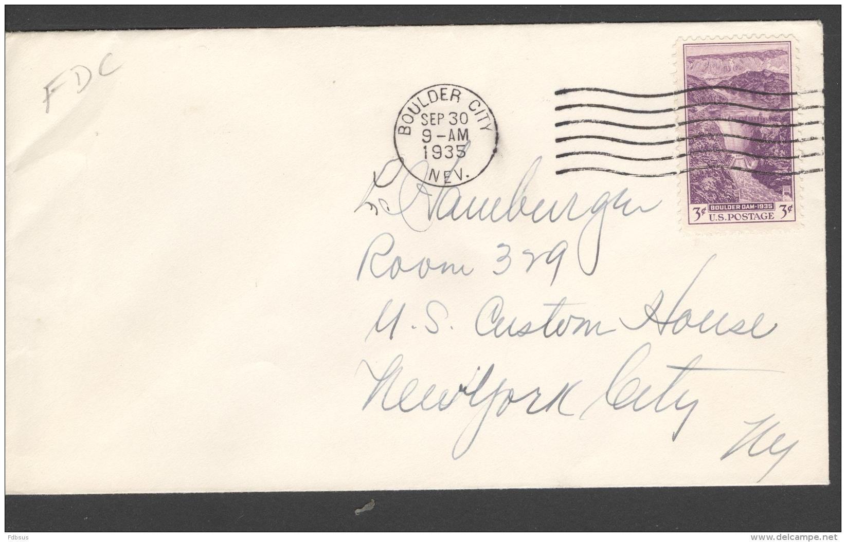 1935 FDC  - Nr 774 OP GELOPEN ENVELOPPE VAN BOULDER CITY - COTE 15,00 -  BOULDER DAM - 1851-1940