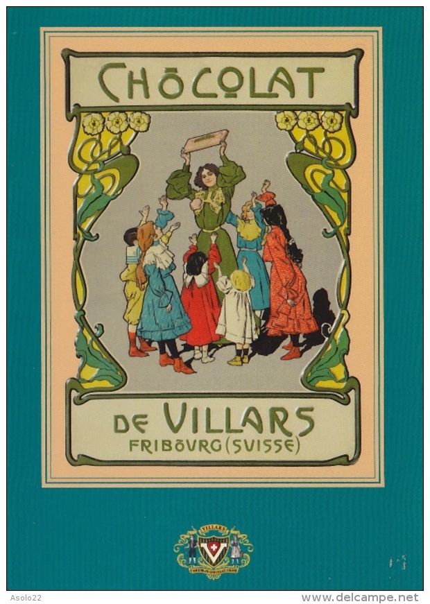 CP Reproduction Affiche Pour Chocolats De Villars Fribourg, Suisse, Publicité, Advertising, Werbung - Villars-les-Moines