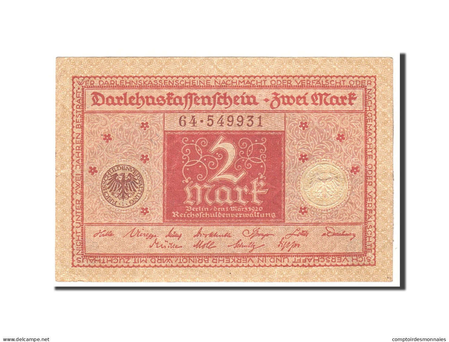 Billet, Allemagne, 2 Mark, 1920, 1920-03-01, KM:59, TTB - 2 Mark