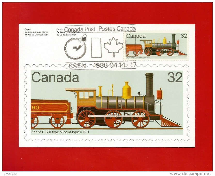 CANADA  1984 , Locomotive - Maximum Card - First Day Salon Der Philatelie Zum XIX. Weltpost-Kongress Hamburg - Maximum Cards