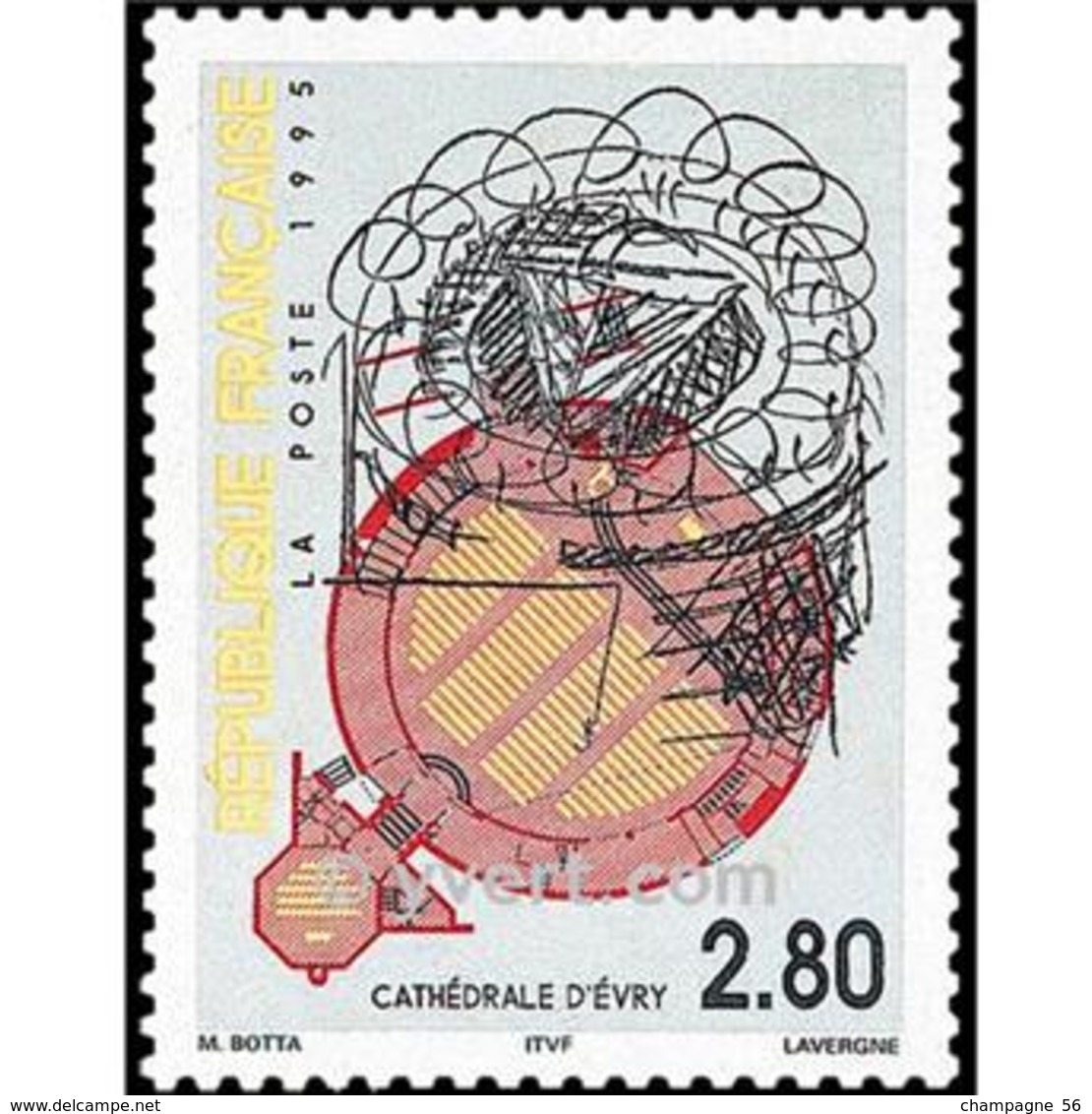 * 1995  N° 2984  LA CATHÉDRALE D’ÉVRY 29 12 . 1995 OBLITÉRÉ COLLER  SUR FRAGMENT ARTHUR 85.00 € NEUF - Usados