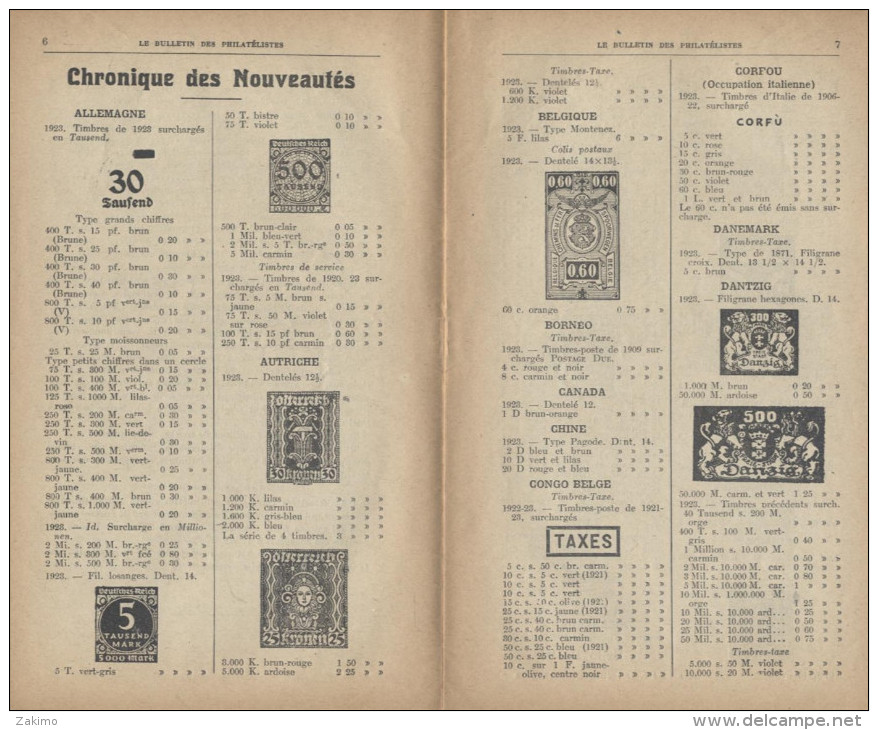 1923-BULLETIN DES PHILATELISTES--PARIS 1ER  -E500 - Frankrijk