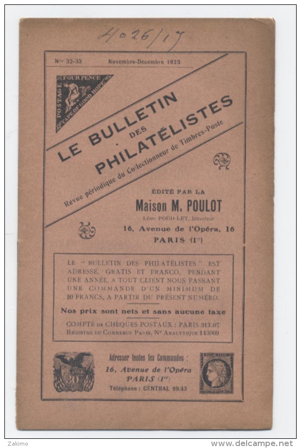 1923-BULLETIN DES PHILATELISTES--PARIS 1ER  -E500 - Frankrijk