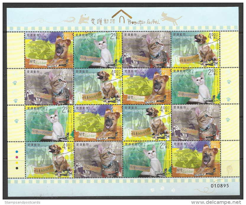 Macau Chine 2014 Protection Des Animaux Chien Chat Feuillet ** Macao China Animal Protection Dog Cat Sheetlet ** - Nuevos
