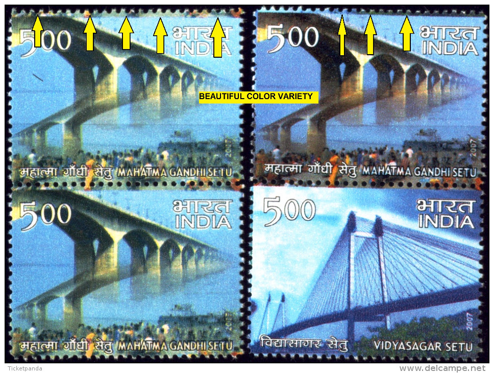 ERRORS-LANDMARK BRIDGES OF INDIA-BIG LOT-DIFFERENT COMBINATIONS-INDIA-2007-MNH-TP-37