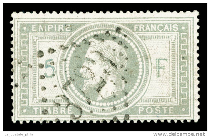 O N°33b, 5F Violet-gris 5 Et F En Bleu, Obl GC 3723, TB (signé Brun/certificat)    Qualité : O   ... - 1863-1870 Napoleon III Gelauwerd