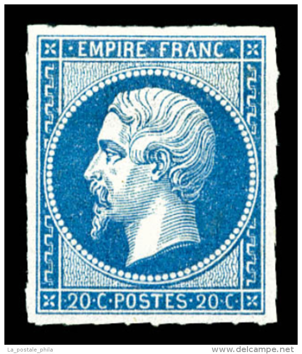 * N°14B, 20c Bleu Type II, TTB (certificat)    Qualité : *    Cote : 525 Euros - 1853-1860 Napoleon III