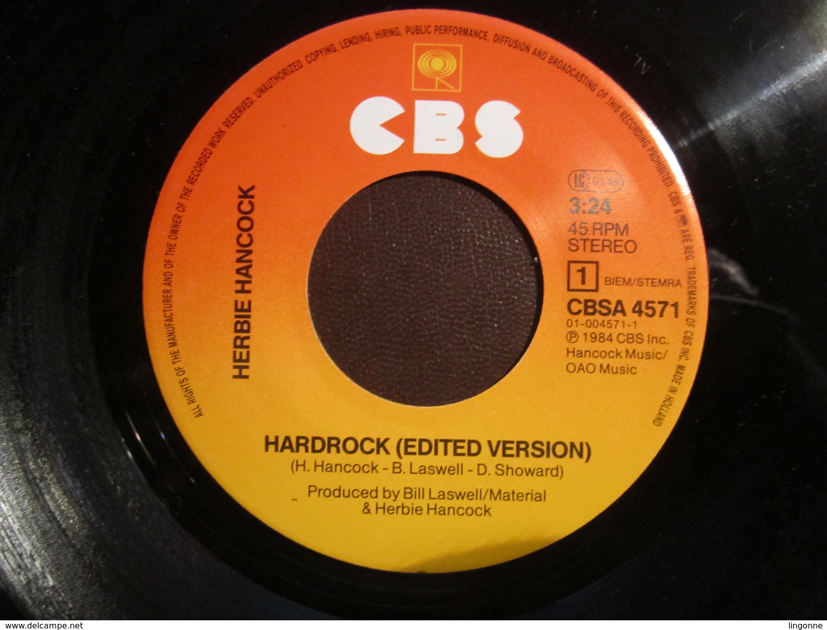 HERBIE HANCOCK - HARDROCK (edited Version) 45 Tours - CBS - Hard Rock & Metal