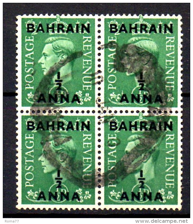 Z619A - BAHRAIN , Quartina Usata Del 1/2 A. Su 1/2 P. - Bahrein (...-1965)