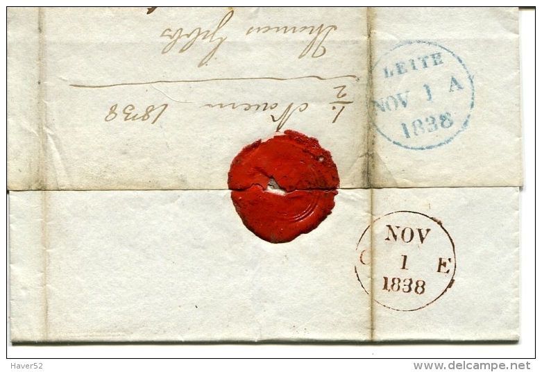 Letter From Leith To Edinburgh 1.11.1848 With Nice BLUE 1d Postage Due Handstruck - ...-1840 Vorläufer