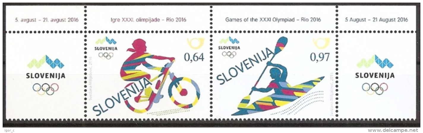 Slovenia 2016 MINT MNH ** Summer Olympic Games Rio Brasil Canoeing And Kayaking Kayak; Cycling BMX Mountainbike Ciclisme - Eté 2016: Rio De Janeiro