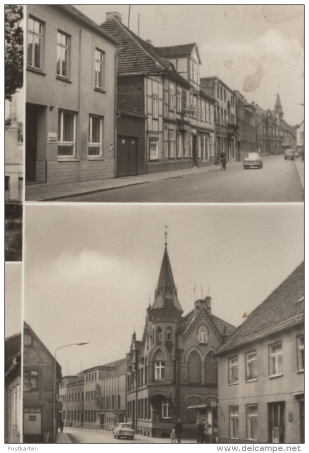 ÄLTERE POSTKARTE GOLDBERG MECKLENBURG STRASSE DES FRIEDENS KARL-MARX-STRASSE SCHRÖDER MATERIALWAREN AK Postcard Cpa - Goldberg