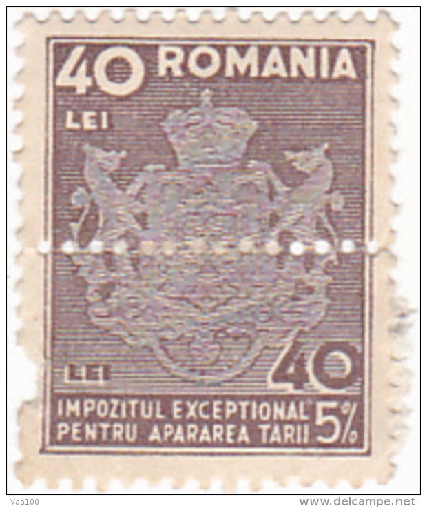 REVENUE STAMP,PERFORATED,5% EXEPTIONAL TAX FOR COUNTRY PROTECTION,ROMANIA. - Revenue Stamps