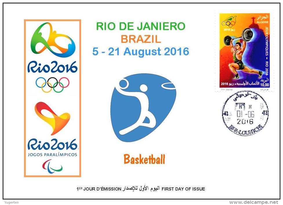 ALGERIE ALGERIA 2016 - FDC Olympic Games Rio 2016 Basketball Olympische Spiele Olímpicos Olympics Weightlifting - Eté 2016: Rio De Janeiro