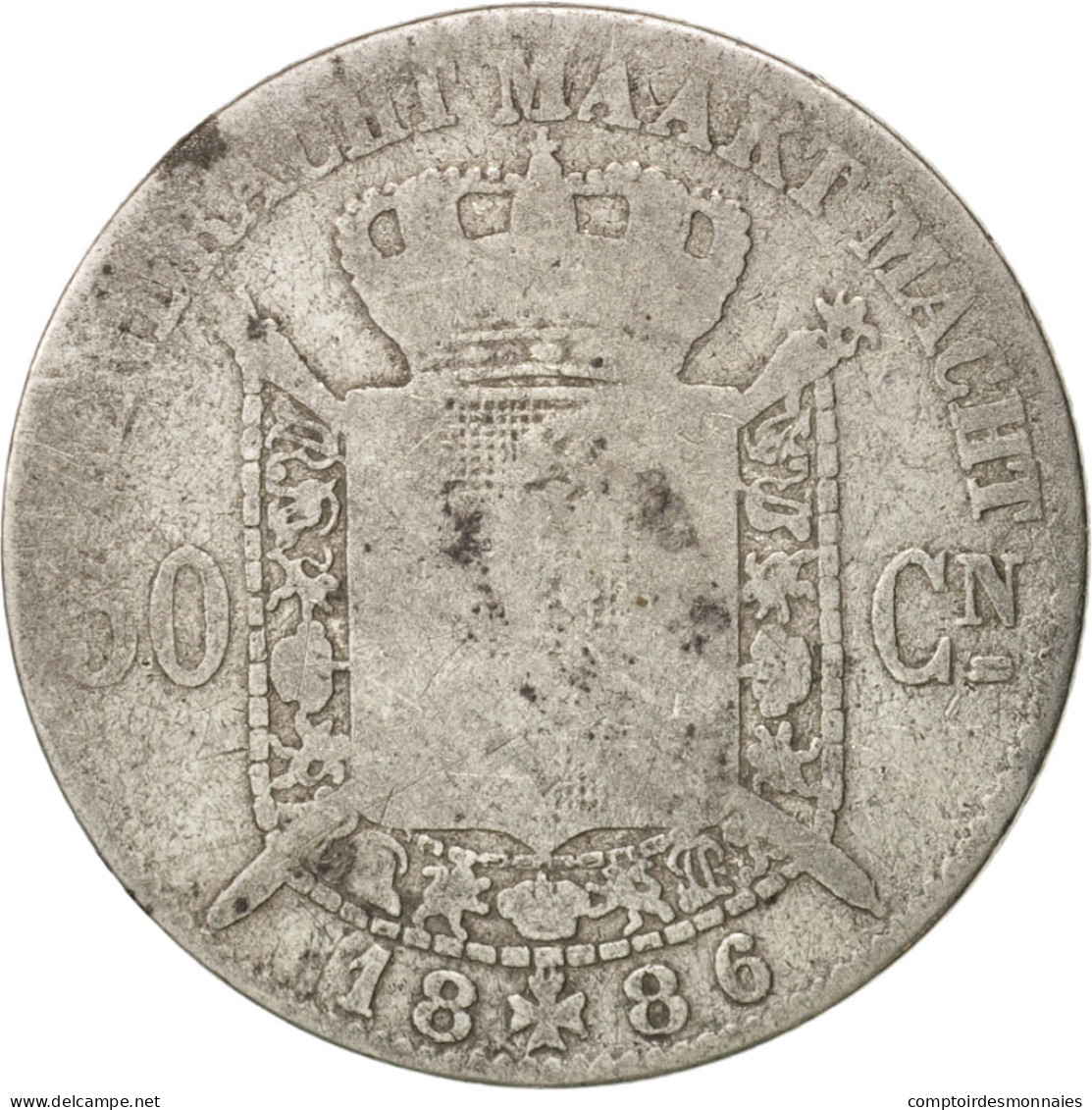 Monnaie, Belgique, Leopold II, 50 Centimes, 1886, B, Argent, KM:27 - 50 Cent