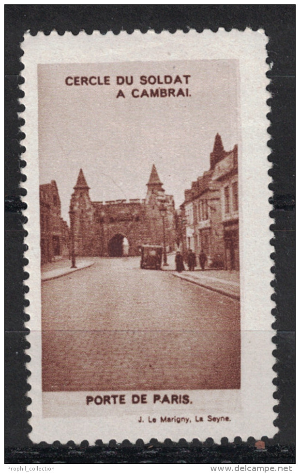 VIGNETTE MILITAIRE Le MARIGNY : CERCLE DU SOLDAT à CAMBRAI / PORTE DE PARIS - Vignettes Militaires