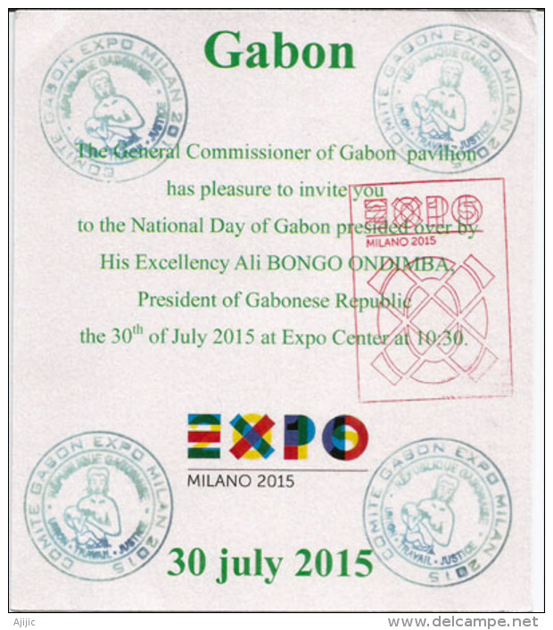 GABON.Titre D´Invitation Pour La Célébration De La Fête De L´Independance (distribuée Par Madame Le Commissaire Général) - 2015 – Milaan (Italië)