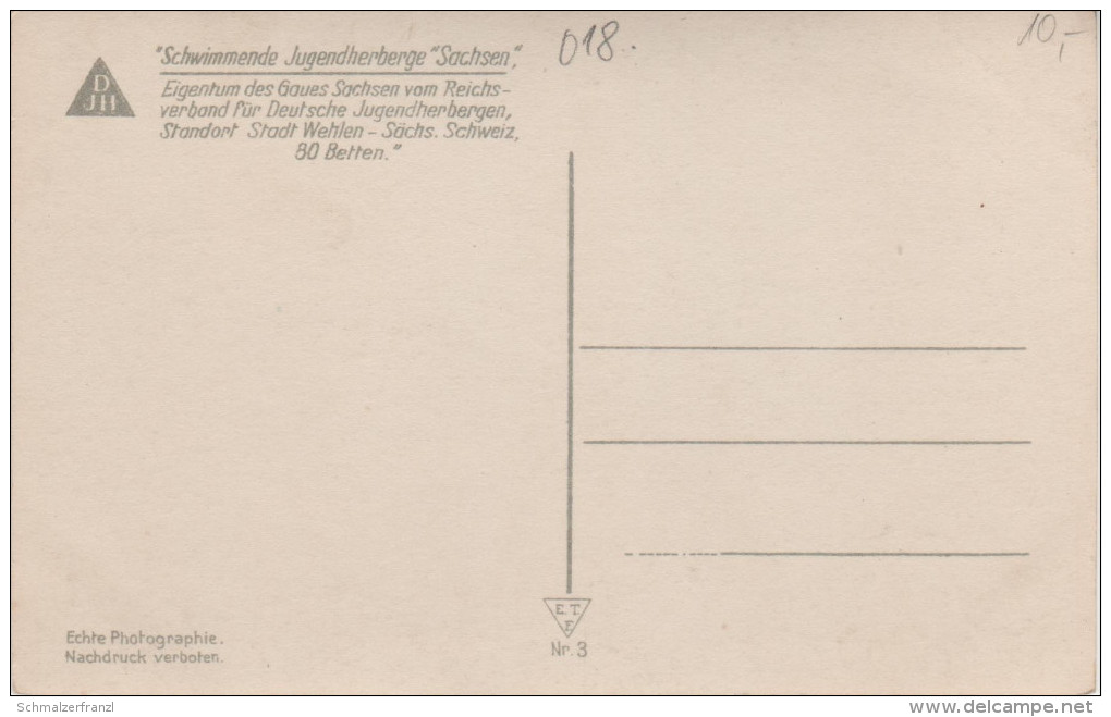 AK Sächsische Schweiz Schwimmende Jugendherberge Sachsen Schlafsaal DJH Bei Wehlen Rathen Pirna Königstein Bad Schandau - Wehlen