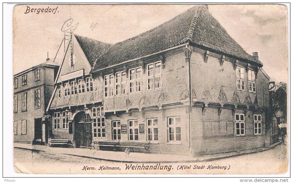 D6571      BERGEDORF : Hotel Stadt Hamburg - Weihhandlung Herm. Heitmann - Bergedorf