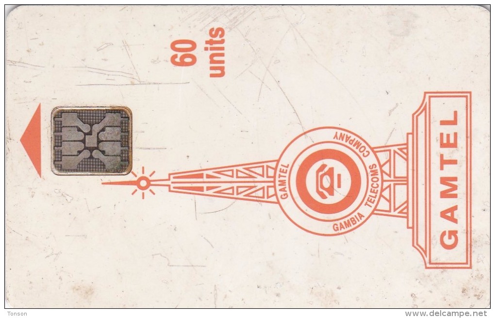 Gambia, GAM-D4E, 60 Units, Logo - Orange, 2 Scans.  SC5 Chip In ISO Position, Hole 6 Mm   Many Marks - Gambia