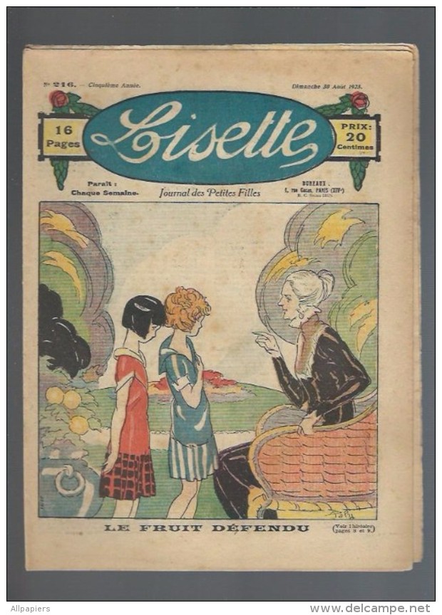 Lisette N°216 Le Fruit Défendu - Faisons Des Crépes - Pour Apprendre à Broder -  La Souris Et L'éléphant De 1925 - Lisette