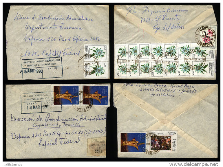 2 Covers Sent From "EL PUENTE" (Santiago Del Estero) To Buenos Aires On 5/MAR And 15/MAR/1990, With INFLA Postages... - Lettres & Documents