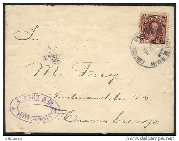 Cover Sent From PUERTO CABELLO To Hamburg On 30/SE/1904 Franked With 50c. (Sc.235), VF Quality! - Venezuela