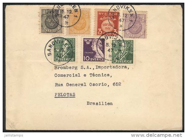 Cover Sent From Sandviken To Brazil On 5/DE/1947 With Multicolored Postage Of 7 Stamps (6 Different), VF Quality! - Brieven En Documenten