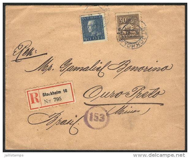 Registered Cover Sent To Ouro Preto (Brazil) In JUN/1921 Franked With 70ö., Unusual Destination! - Brieven En Documenten