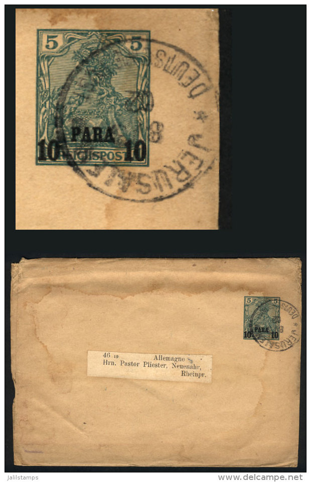 10pa. Wrapper Of German Levant, Sent From JERUSALEM To Germany On 8/MAR/1902, Minor Defects, Low Start! - Palestina