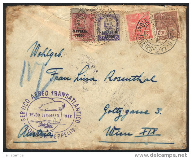 Airmail Cover Sent By ZEPPELIN From Rio To Austria On 28/SE/1932, Low Start! - Brieven En Documenten