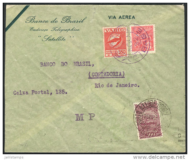 Interesting Airmail Cover Sent Via VARIG From Bage To Port Alegre On 24/AU/1932, Where It Was Additionally Franked... - Brieven En Documenten