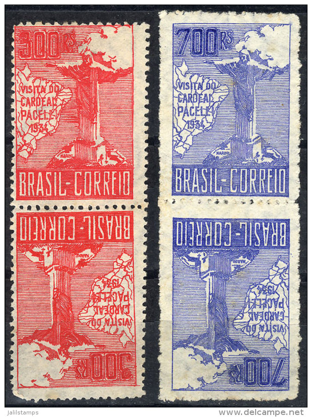 Sc.392a/393a, 1934 Christ The Redeemer, TETE-BECHE Pairs, Mint No Gum, Fine Quality! - Ongebruikt