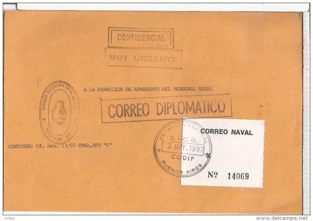 ARGENTINA CORREO DIPLOMATICO DIPLOMATIC NAVAL AGREGACION NAVAL EN LA EMBAJADA EN ESTADOS UNIDOS - Service