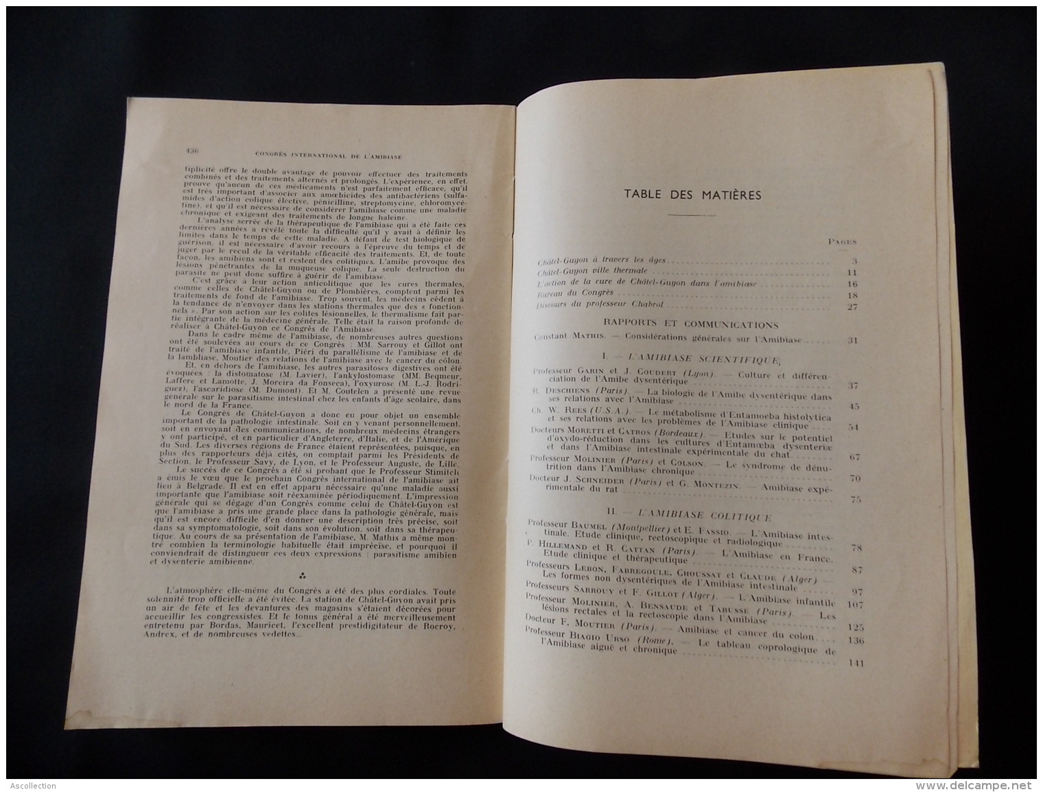 Congrès International De L Amibiase Chatel Guyon 1951 436 Pages Auvergne Puy De Dome Gazette Médiacle De France - Auvergne