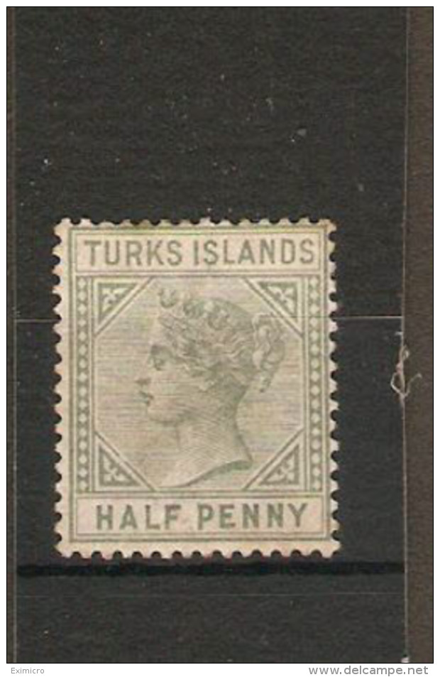 TURKS ISLANDS 1885 ½d Pale Green SG 53a Watermark Crown CA MOUNTED MINT Cat £7 - Turks And Caicos