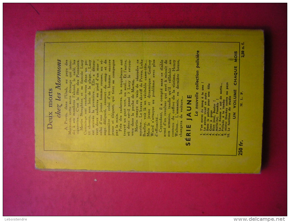 ROMAN POLICIER  SERIE JAUNE POLICE N° 11 FRANCO ENNA DEUX MORTS CHEZ LES MORMONS EDITIONS DES REMPARTS 1959 EO - Remparts, Ed. Des