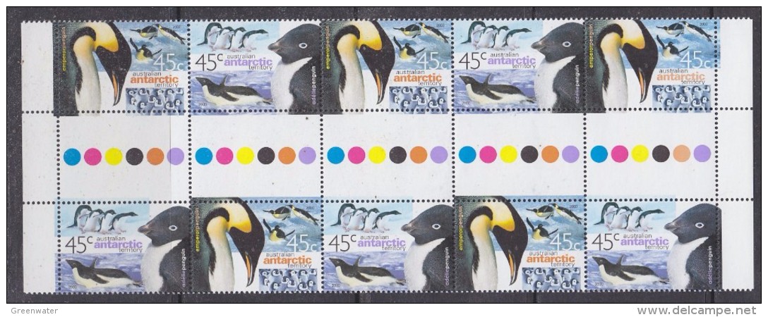 AAT 2000  Penguins 2v  Strip 5xgutter  (unfolded) ** Mnh (F5203) - Ungebraucht