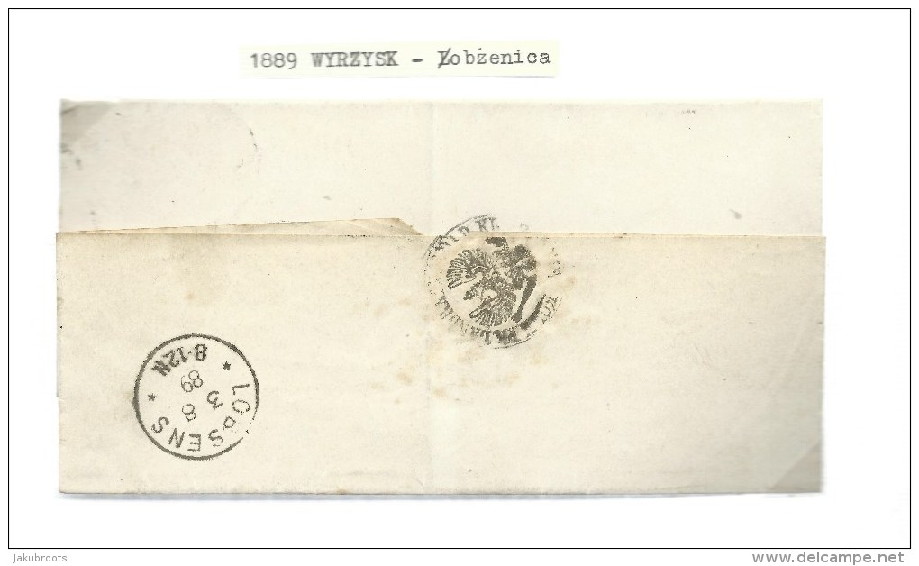 1889. GERMAN  OCCUPATION. ENTIRE  LETTER. WYRZYSK--&#321;OBZENICA - ...-1860 Prefilatelia