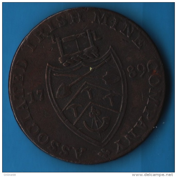 UK Cronebane Wicklow Lodge Irish Mine Co. Bishop Blaze Halfpenny 1789  TOKEN - Monétaires/De Nécessité